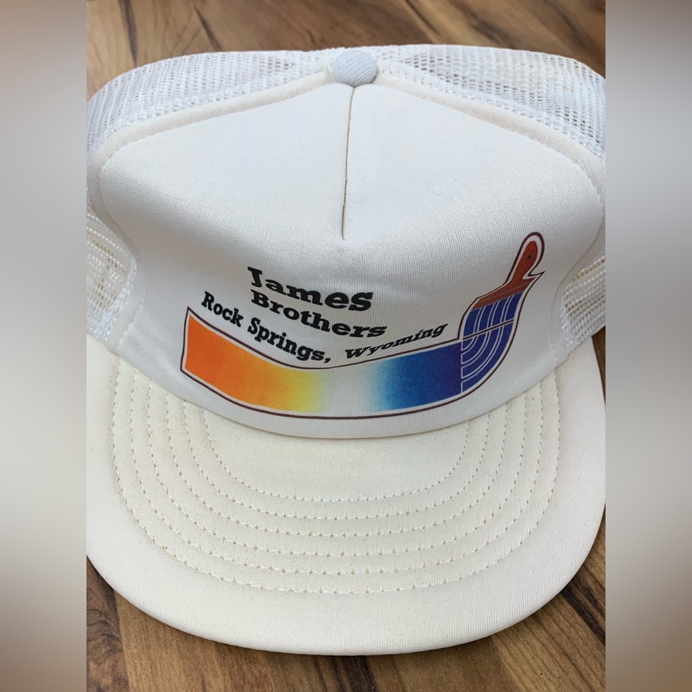 Vintage James Brothers Painting Rock Springs Wyoming SNAPBACK TRUCKER HAT 80’s